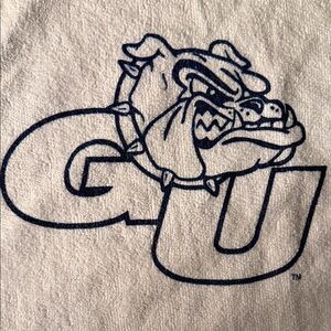 Gonzaga University White Towel with Navy Blue Bulldog Logo